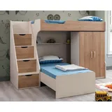 JV Möbel Etagenbett Möbelset 90 x 200 cm Holz braun