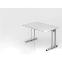 Hammerbacher Schreibtisch weiß rechteckig, C-Fuß-Gestell silber 120,0 x 80,0 cm