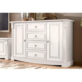 Home Affaire Sideboard HOME AFFAIRE "Anna", weiß, B:140cm H:88cm T:44cm, Massivholz, Sideboards, Sideboard, Kommode, Breite 140 cm, 4 Schubladen, 2 Türen, Massivholz, FSC
