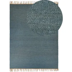 Teppich Jute blau 160 x 230 cm Kurzflor zweiseitig LUNIA