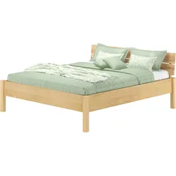 Erst-Holz Metallfreies Doppelbett Eschenholz mit Lattenrost 160x200 Tischlerarbeit V-60.90-16K