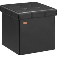 DEUBA casaria® Hocker mit Stauraum Schwarz Faltbar Deckel Kunstleder Gepolstert 38x38cm Klein Schlafzimmer Wohnzimmer Flur Sitzhocker Fußhocker Polsterhocker