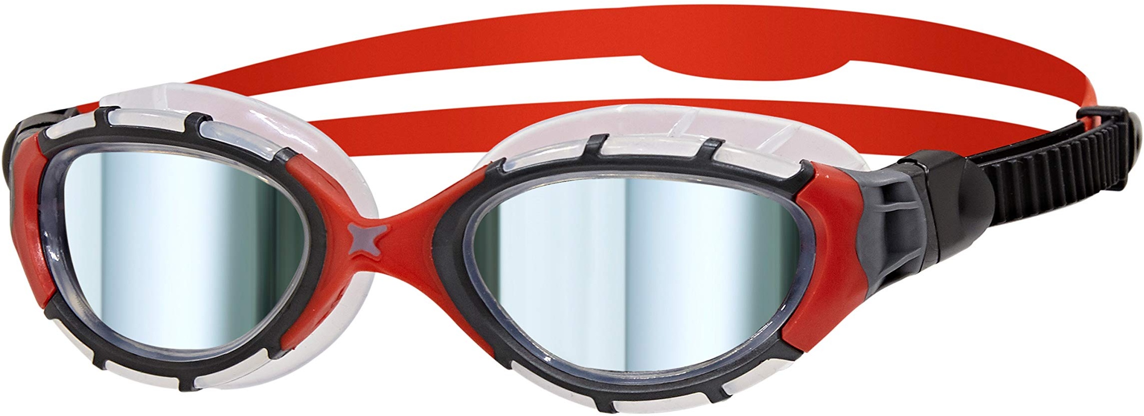 Zoggs Predator Flex Titanium Mirror Schwimmbrille, Schwarz/Rot/Spiegel, Regular