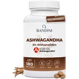Bandini® Ashwagandha KSM-66® Vegan - 180 Tabletten hochdosiert - Withania Somnifera (Indischer Ginseng) Natürliches Ergänzungspulver - Ayurvedisches Stressmittel - 6 Monate Vorrat