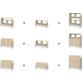 Andas Lowboard "Finton", beige (nat, schwar), B:76cm H:52,5cm T:32cm, FSC-zertifiziertes Massivholz, Sideboards, Lowboard