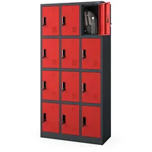 Jan Nowak Schließfachschrank Stahlblech 185 cm x 90 cm x 40 cm anthrazit/rot