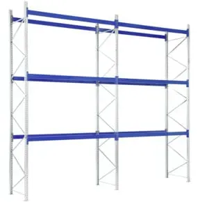 Bito Paletten-Komplettregal-Set P2 mit 3 Ebenen H6000xT1100xL17100 mm 600 kg, unmontiert enzianblau