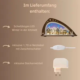 Weigla Schwibbogen LED Winter in der Altstadt 66 x 33,8 x 6 cm