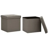 vidaXL Hocker mit Stauraum 2 Stk. Taupe Leinenoptik