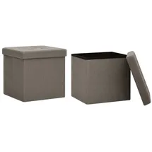 vidaXL Hocker mit Stauraum 2 Stk. Taupe Leinenoptik