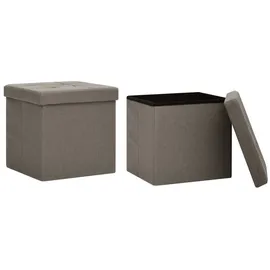 vidaXL Hocker mit Stauraum 2 Stk. Taupe Leinenoptik