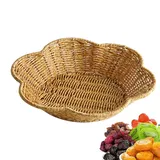 Weidenkorb mit Griff - Katzenkorb, Rattankorb, Obstkorb mit Wellenrand | Aufbewahrungsschalen für die Hausküche, Snack-Serviertablett in Muschelform