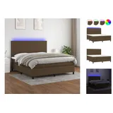 vidaXL Boxspringbett mit Matratze & LED Dunkelbraun 180x200 cm Stoff