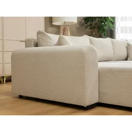 Mirjan24 Ecksofa Merkos Cord, mit Schlaffunktion und Bettkasten, Wohnlandschaft, Bettfunktion L-Form Sofa, Ottomane universell Poso 06)