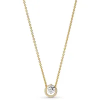 Pandora Funkelnder runder Halo-Anhänger Collier Halskette gold