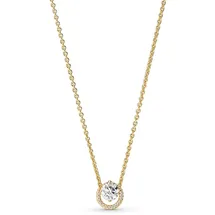 Pandora Funkelnder runder Halo-Anhänger Collier Halskette gold