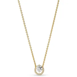 Pandora Funkelnder runder Halo-Anhänger Collier Halskette gold