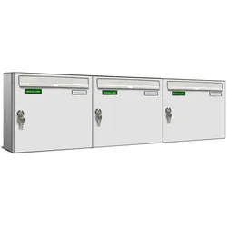 AL Briefkastensysteme 3 x Basic Wand Briefkasten RAL Farbe 9016 Verkehrs Weiss für Post A4, wetterfest, Artikelnummer: 431P3EA3P9016
