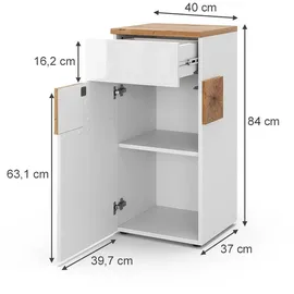 Vicco Eden Midischrank 40 x 84 x 37 cm Weiß