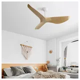 BBG Deckenventilator 52 Zoll (132 cm) Deckenventilator ohne Beleuchtung, leiser DC-Motor mit Umkehrfunktion, Fernbedienung beige