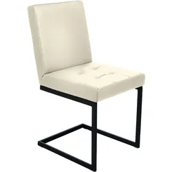 Freischwinger K+W KOMFORT & WOHNEN, weiß (bianco 33), , Leder CASAY, Stühle, Freischwingergestell aus Vierkantrohr schwarz, hoher Sitzkomfort
