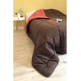 Poyet-Motte Couette Chaude Microfibre 400 Gr/m2 Calgary Chocolat - Corail 140x200cm