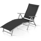 Florabest Gartenliege FLORABEST Liegestuhl Sonnenliege Alu Grau Klappbar verstellbar Gartenm