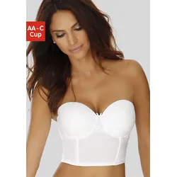 Corsage LASCANA, Damen, Gr. 80, Cup AA, weiß, Obermaterial: 85% Polyamid, 15% Elasthan, sexy, Corsagen, mit herausnehmbaren Push-up Kissen, sexy Dessous