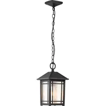 Quoizel Cedar Point 1-flg. E27 Ø19,7 cm rund / Schwarz / Aluminium, Glas klar