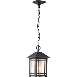 Quoizel Cedar Point 1-flg. E27 Ø19,7 cm rund / Schwarz / Aluminium, Glas klar