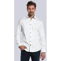 engbers Herren Langarm-Hemd mit Jaquard-Muster weiß regular gemustert Button Under - L