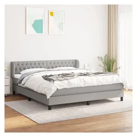 vidaXL Boxspringbett mit Matratze Hellgrau 180x200 cm Stoff