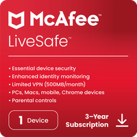 McAfee LiveSafe – 1 Gerät – 3-Jahres-Abonnement