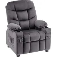 Mcombo - m Kinder Sessel Jugend- und Kindersofa Kindersessel mit Liegefunktion, Samt , Grau, 7355