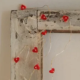 Best Season LED-Clusterkette, Minilichterkette 72 rote Herzen LEDs