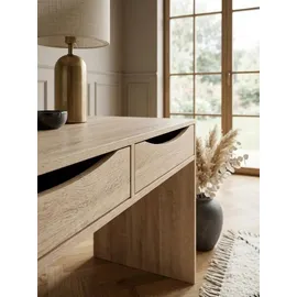 KADIMA DESIGN Schreibtisch Sonoma Eiche mit Schubladen - Praktische Blende, Stauraum, Stabile Seitenwände, Anti-Rutsch Pads. KADIMA DESIGN