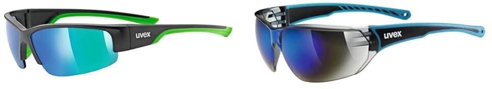 Uvex Unisex – Erwachsene, sportstyle 215 Sportbrille, black mat green/green, one size & Unisex – Erwachsene, sportstyle 204 Sportbrille, blue/blue, one size