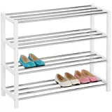 Idimex Schuhregal Dublin mit 4 Ablagen – Weiß, Metall, Mode, 80x65x29 cm, Garderobe, Schuhaufbewahrung, Schuhregale