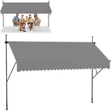 Klemmmarkise Einziehbar Manuell 350x120cm Hellgrau UV-Schutz Wetterfest