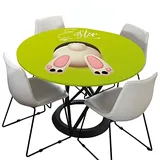 Morbuy Rund Tischdecke Elastisch, Ostern Lotuseffekt Abwischbar Rund Tischdecken Gedruckt Tischtuch für Küchen Garten Outdoor (Durchmesser 70cm,Osterhase)