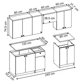 Vicco Küchenzeile Bergamo 240 cm Weiß