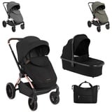 KIKKABOO Kinderwagen Kara 2 in 1 Babywanne, Sportsitz, Wickeltasche, Federung schwarz