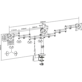 InLine Tischhalterung für 3x TFT/LCD/LED bis 68cm (27"), max. 3x8 kg,