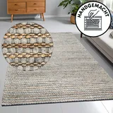 OTTO home Wollteppich OTTO HOME "Leevy, Wolle und Jute, handgewebt, Handweb Teppiche" Gr. 6, grau, B:200cm H:25mm L:300cm, Jute, Wolle, Teppiche, schöne Streifenoptik, Wohnzimmer, Schlafzimmer, Esszimmer