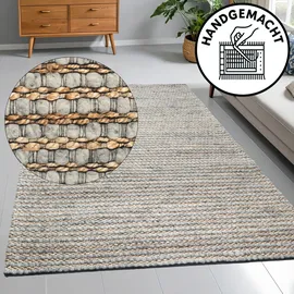 OTTO home Wollteppich OTTO HOME "Leevy, Wolle und Jute, handgewebt, Handweb Teppiche" Gr. 6, grau, B:200cm H:25mm L:300cm, Jute, Wolle, Teppiche, schöne Streifenoptik, Wohnzimmer, Schlafzimmer, Esszimmer