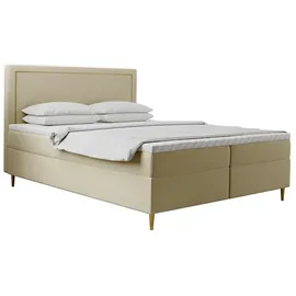 kaiser möbel Boxspringbett mit bettkasten matratze topper GOLDEN 140x200 cm Ecru - Beige