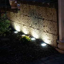 ETC Shop Solarlampe Garten Deko Solarlampen für Außen Wegelampe Bodenleuchte Gartenleuchten Solar mit Erdspieß, Kunststoff Edelstahl, LED kaltweiß, LxBxH 10x10x13 cm,