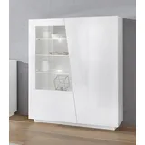 INOSIGN Highboard »Vega, Hochschrank, Hochkommode, Schrank«, mit 2 Türen mit Glaseinsatz, Höhe 146 cm, weiß