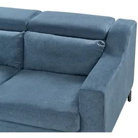 Beliani 4-Sitzer Ecksofa Blau Chenille Stoffbezug L-förmig mit Chaiselongue Rechtsseitig 3 Dekokissen Breite Armlehnen Dicke Sitzkissen Modern