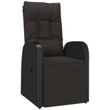 vidaXL Gartensessel Verstellbar mit Kissen Schwarz Poly Rattan